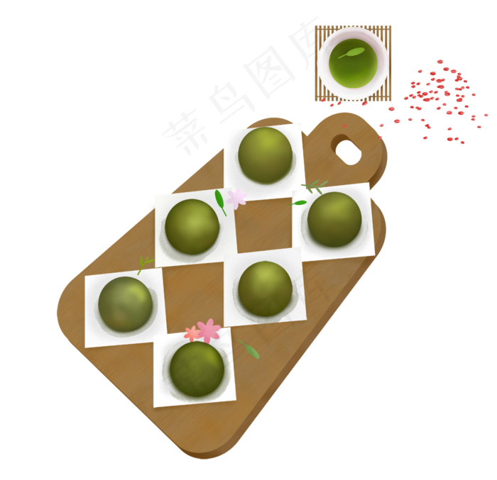 传统美食之青团卡通设计,免抠元素(1034X1000(DPI:300))psd模版下载
