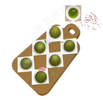 传统美食之青团卡通设计,免抠元素