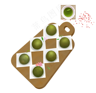 传统美食之青团卡通设计,免抠元素