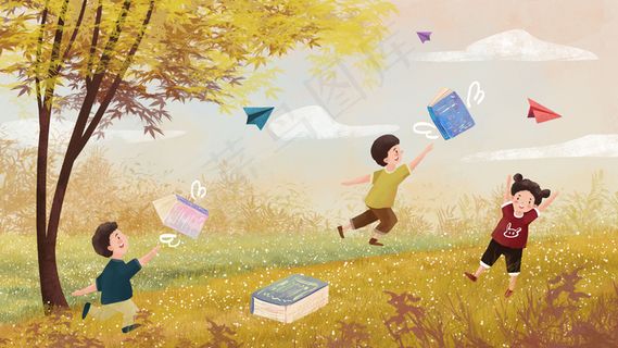 开学季放飞梦想儿童节场景
