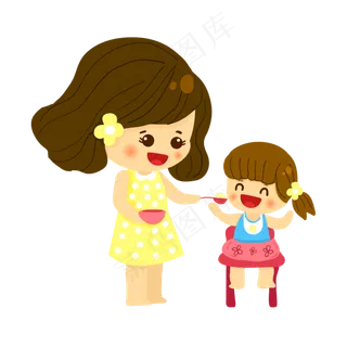 开心母女矢量素材