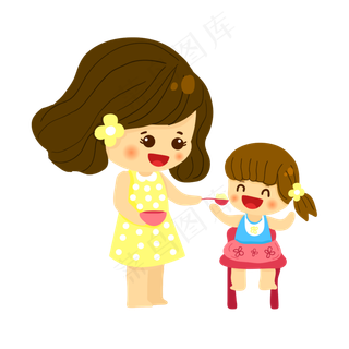 开心母女矢量素材