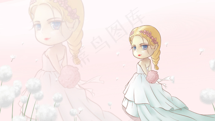 婚庆新娘手捧花粉色清新(2880X1620(DPI:300))psd模版下载