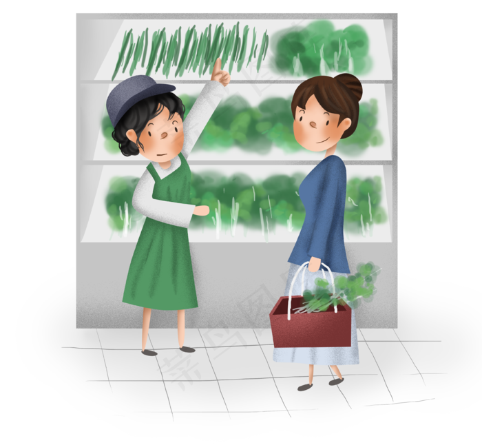 双十一人物和生鲜超市