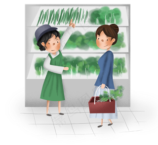 双十一人物和生鲜超市