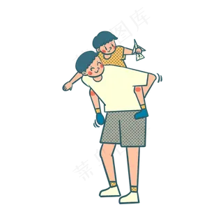 矢量免抠卡通可爱父亲节爸爸和儿