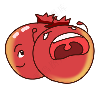 卡通水果石榴表情两个