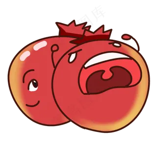 卡通水果石榴表情两个