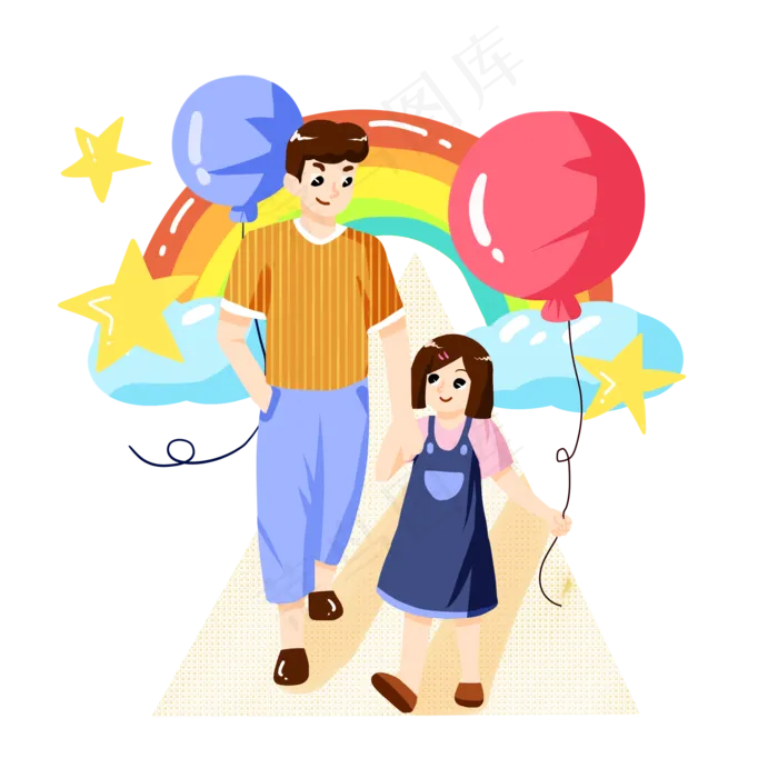 父亲节彩虹装饰父女(2000X2000(DPI:300))psd模版下载