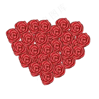 520情人节手绘心形玫瑰花图案