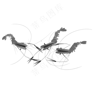 虾条国画水墨笔刷