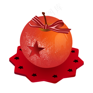 红色创意平安夜苹果蝴蝶结,免抠元素