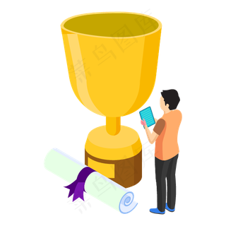 卡通风成绩获奖元素