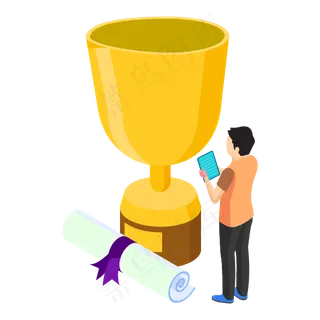 卡通风成绩获奖元素