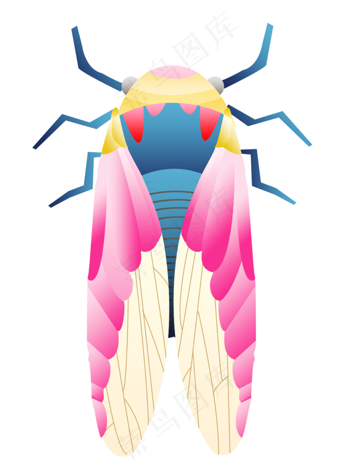 彩色害虫鸣蝉(2256X3000(DPI:300))psd模版下载