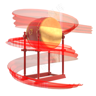 红色系列红色绸带的战鼓