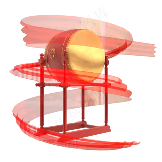 红色系列红色绸带的战鼓