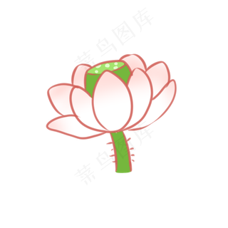 卡通小清新夏日荷花
