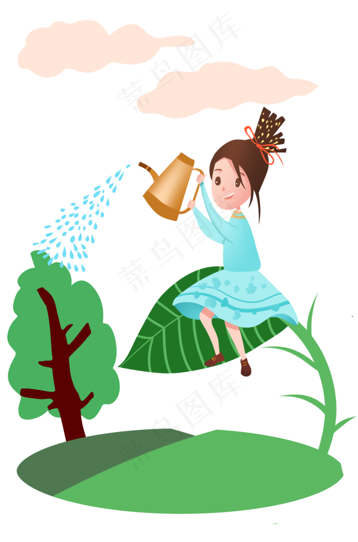 植树节浇水的女孩