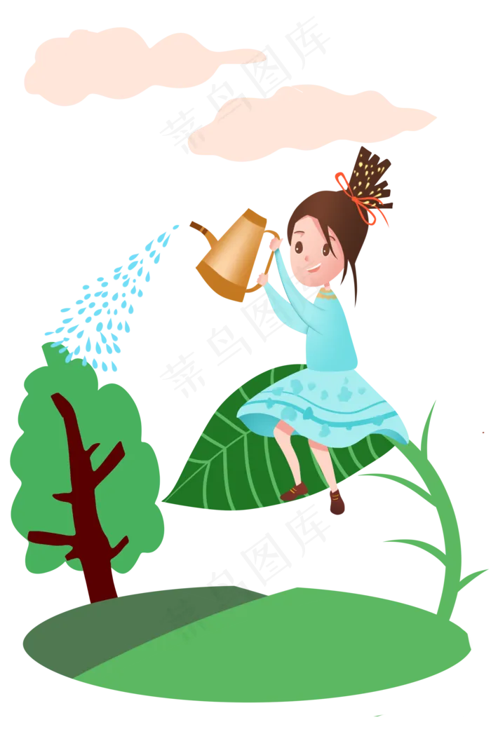 植树节浇水的女孩