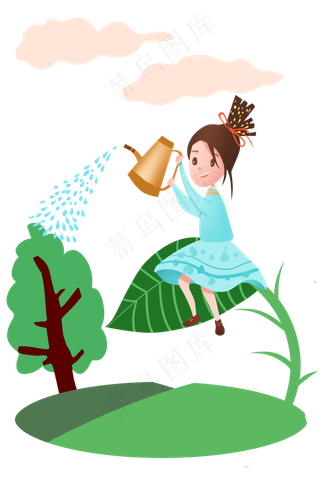 植树节浇水的女孩