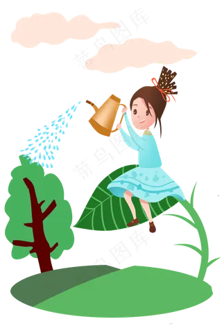 植树节浇水的女孩
