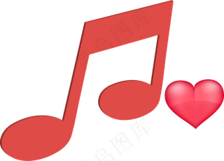 红色透明晶体音符爱心七夕情人节