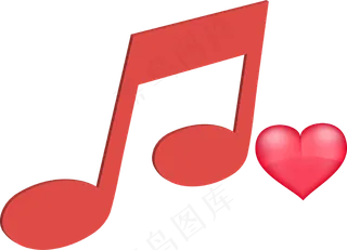 红色透明晶体音符爱心七夕情人节