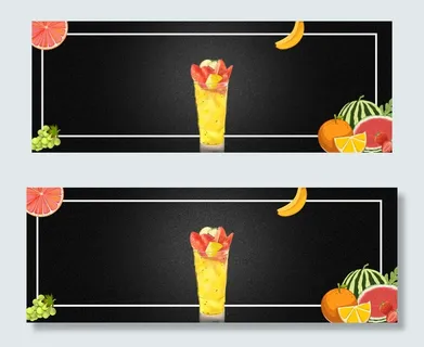 黑色简约清新夏季美味果汁促销banner 黑色简约清新夏季美味果汁促销banner