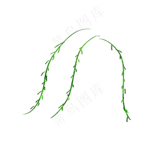 柳树树枝装饰卡通手绘风格