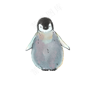 手绘水彩绘本卡通企鹅