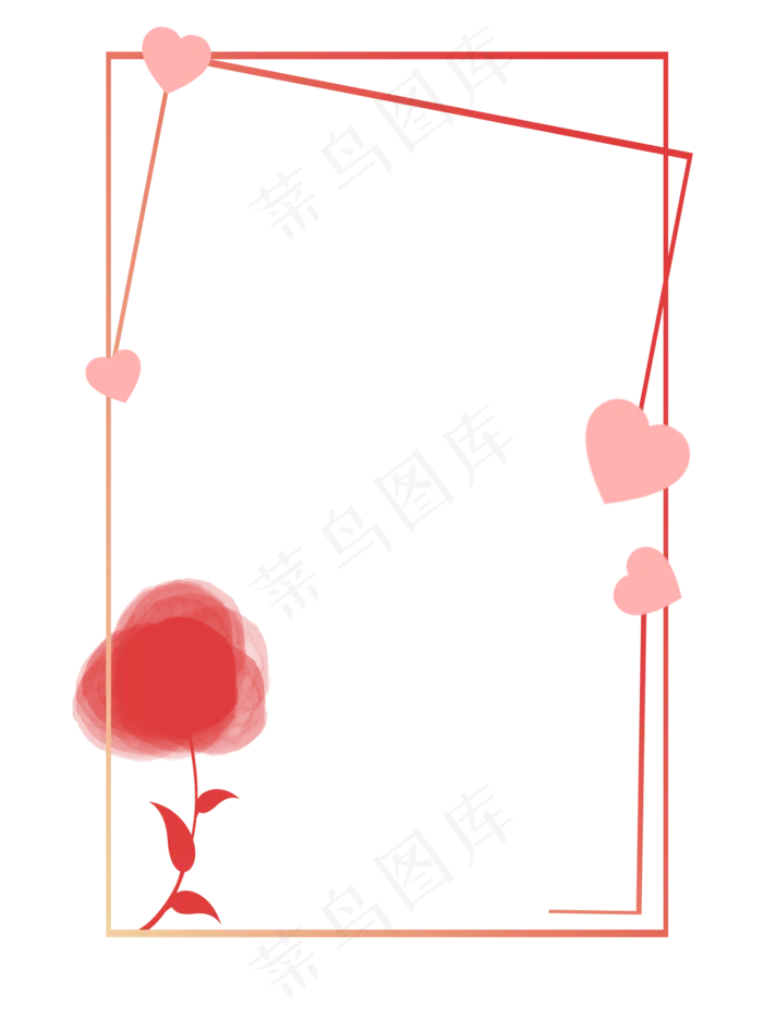 七夕情人节手绘扁平心形边框装饰(1417X1890(DPI:300))psd模版下载