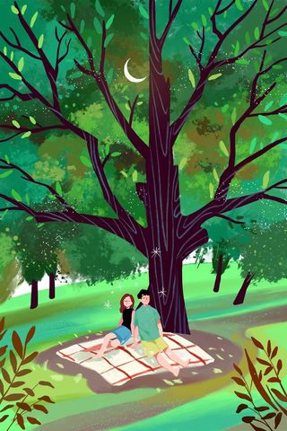 白色情人节情侣情人节春季春天绿色植物踏青