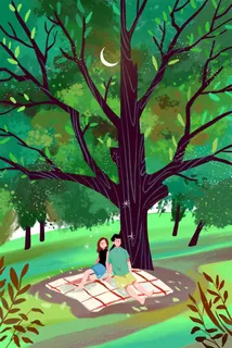 白色情人节情侣情人节春季春天绿色植物踏青 白色情人节情侣情人节春季春天绿色植物踏青