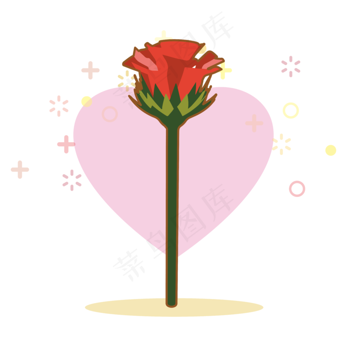 简约扁平卡通七夕情人节花朵花卉