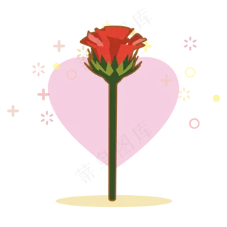 简约扁平卡通七夕情人节花朵花卉