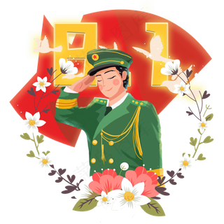 八一建军节敬礼陆军png素材