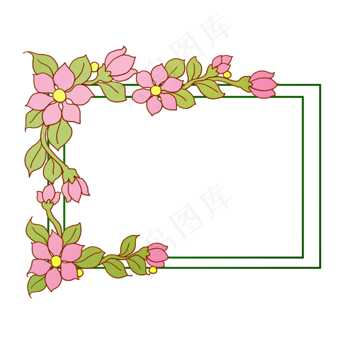 卡通紫色花边相框插图