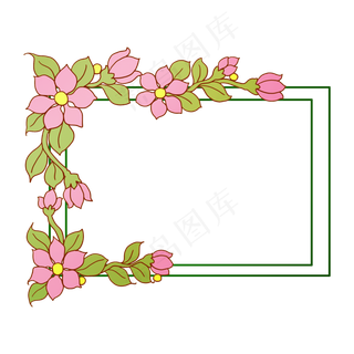 卡通紫色花边相框插图