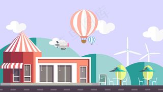 中秋节国庆节小长假休闲旅游风景扁平卡通