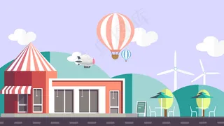 中秋节国庆节小长假休闲旅游风景扁平卡通