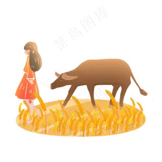 芒种麦穗女孩耕种素材