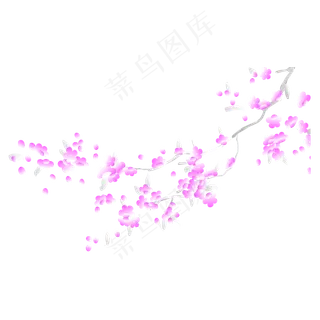 春天粉色手绘水彩风格花树枝,免抠元素