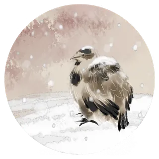 中国风水墨雪中的孤鹰,免抠元素