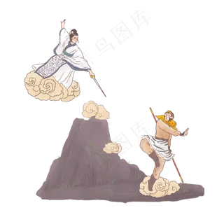 手绘中国古代神话传说三打白骨精,免抠元素