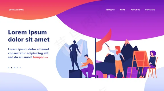 艺术家创作艺术作品平面插图。