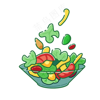 水果沙拉卡通png素材