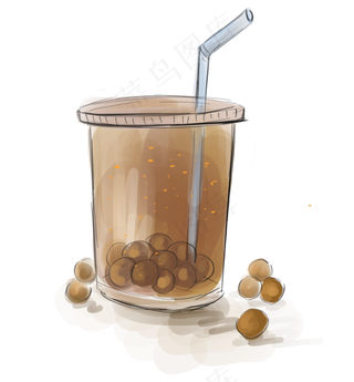 美味的珍珠奶茶,免抠元素