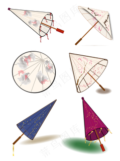 中国风唯美古风油纸伞,免抠元素