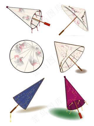 中国风唯美古风油纸伞,免抠元素